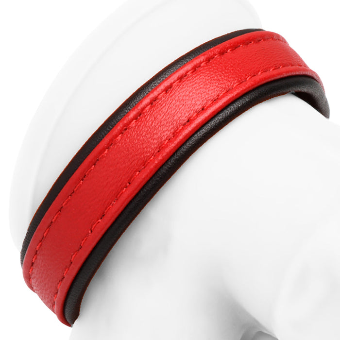 Strict Cock Gear Leather Velcro Cock Ring in Red