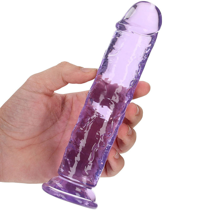 RealRock Crystal Clear Jelly 7 Inch Dildo in Purple