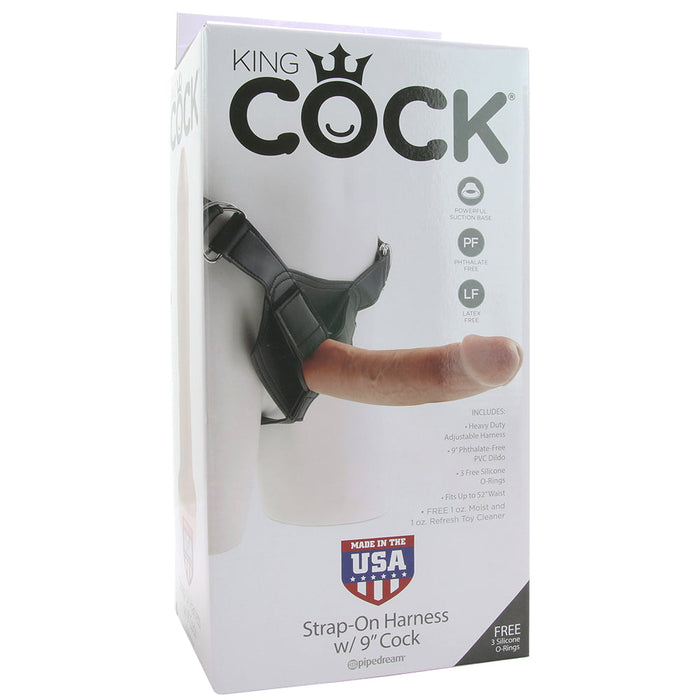 King Cock Harness with 9 Inch Cock in Tan