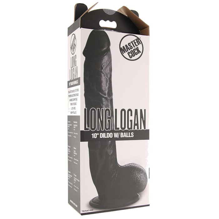 Master Cock Long Logan 10 Inch Ballsy Dildo in Black