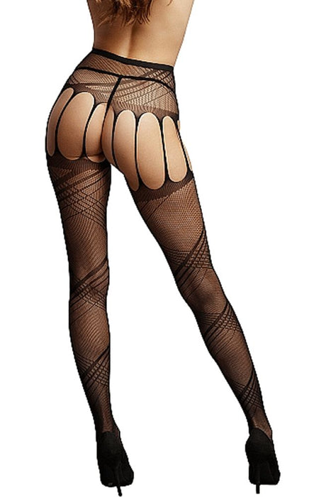 Le Désir Black Crotchless Cut-Out Pantyhose