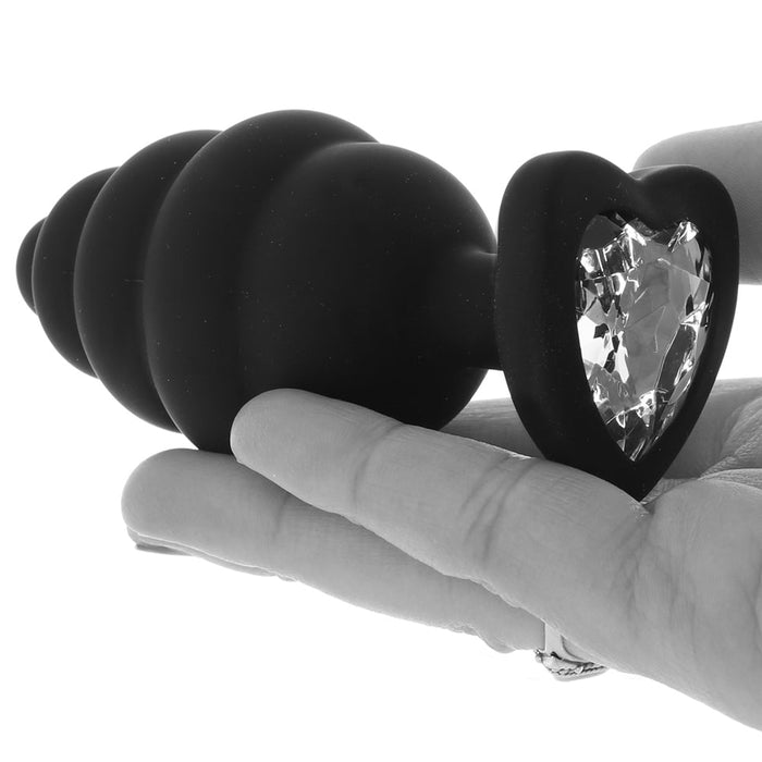 Ouch! Extra Large Ribbed Diamond Heart Plug