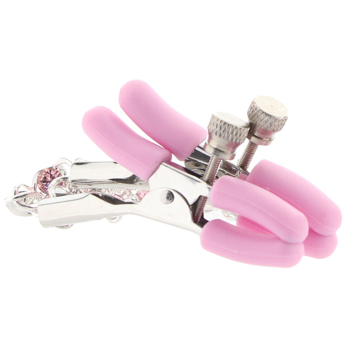 nipple play Crystal Chain Nipple Clamps in Pink