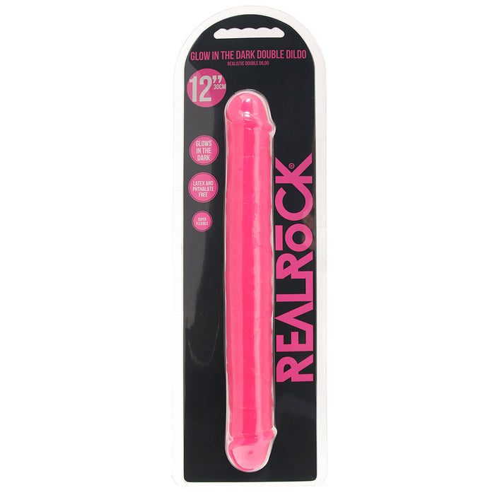 RealRock Glow In The Dark 12 Inch Double Dildo in Pink