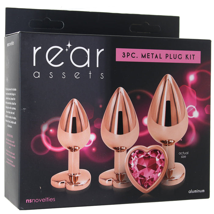 Rear Assets Heart Gem Metal Plug Kit in Rose