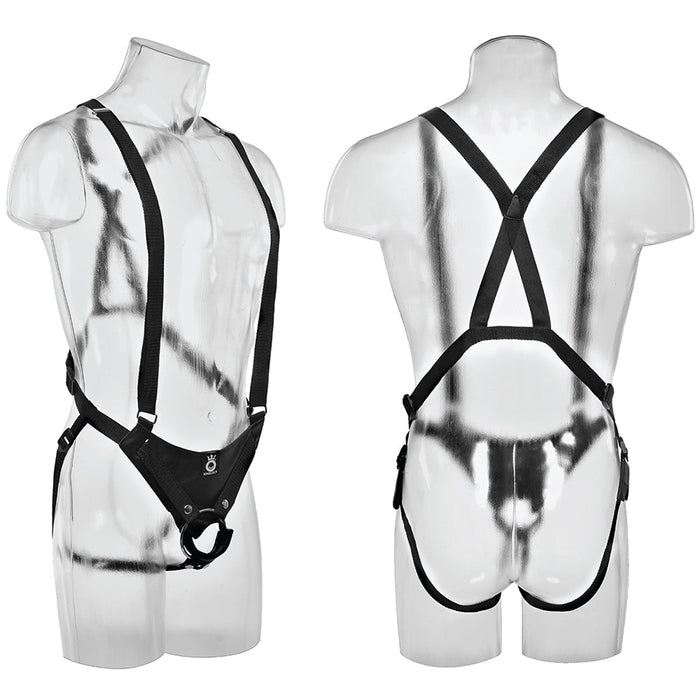 11" Two Cocks One Hole Hollow Suspender Strap-On in Vanilla