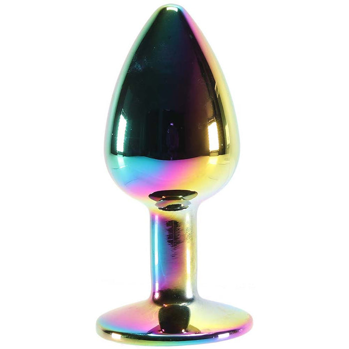 Small Aluminum Plug with Rainbow Gem in Multicolor