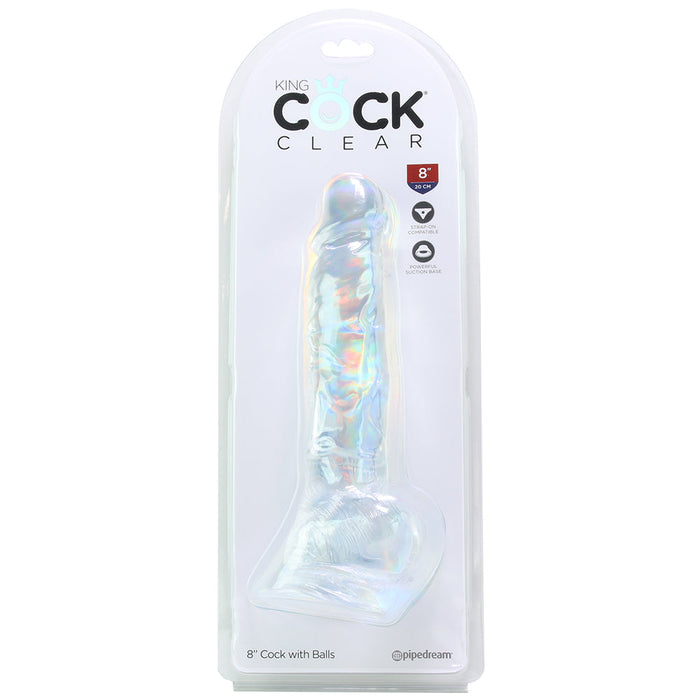 King Cock 8 Inch Ballsy Dildo in Clear