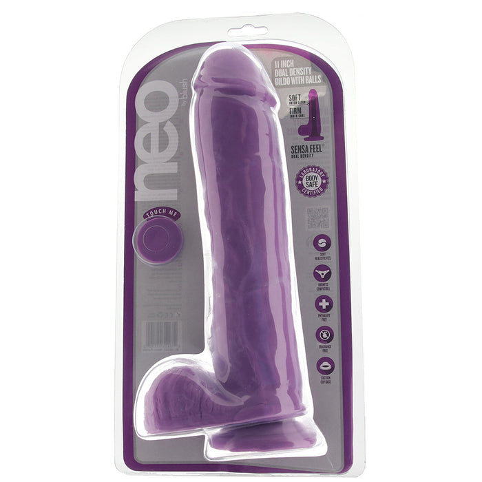 Neo 11 Inch Dual Density Ballsy Dildo in Purple