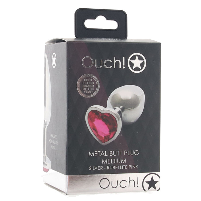 Ouch! Pink Heart Gem Plug in Medium