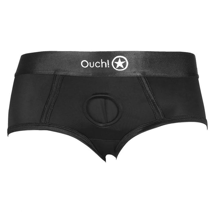 Ouch! Black Vibrating Strap-on Brief in XL/2X