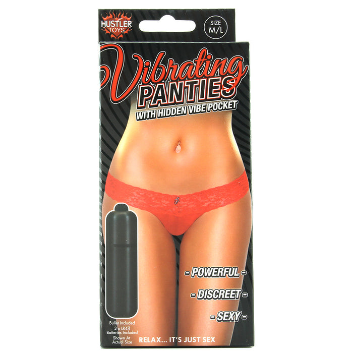 Vibrating Panties with Hidden Vibe Pocket Red in M/L