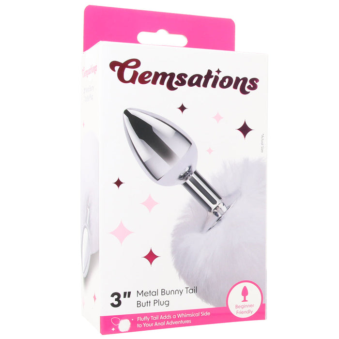 Gemsations 3 Inch Bunny Tail Butt Plug in Silver