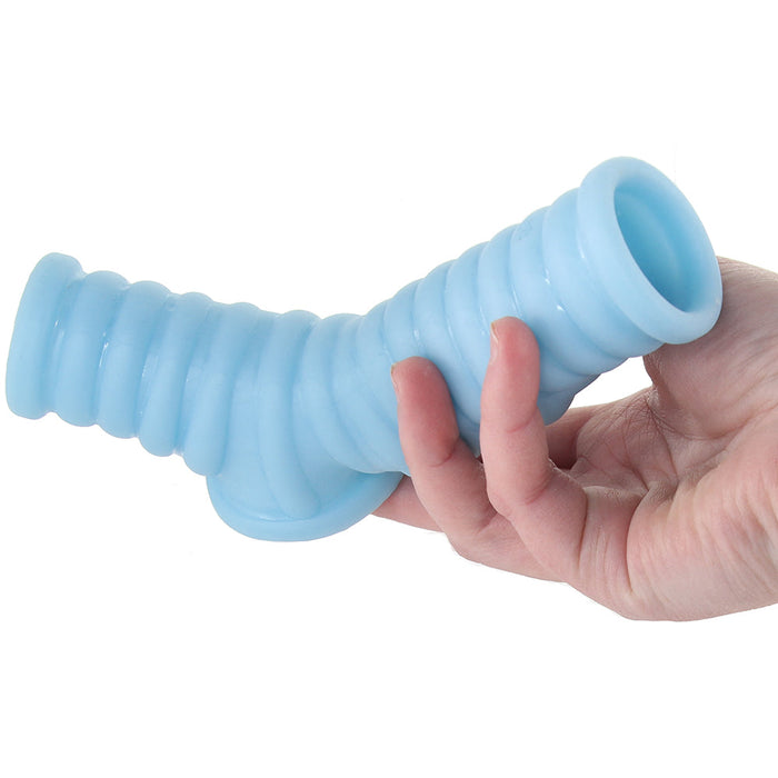 Power Sleeve Ribbed Vibrating Enhancer in Blue