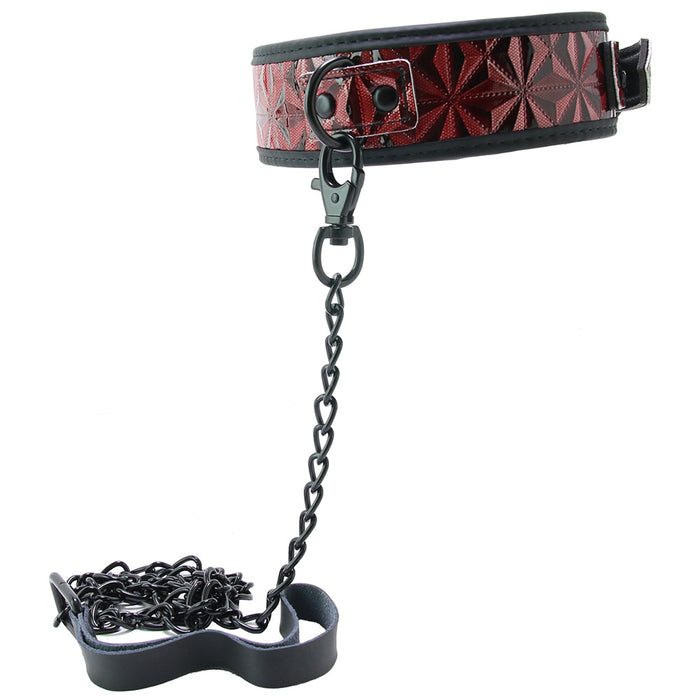 Ouch! Luxury Collar with Leash in Burgundy