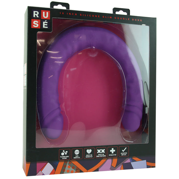 Rusé Slim 18 Inch Silicone Double Dildo in Purple