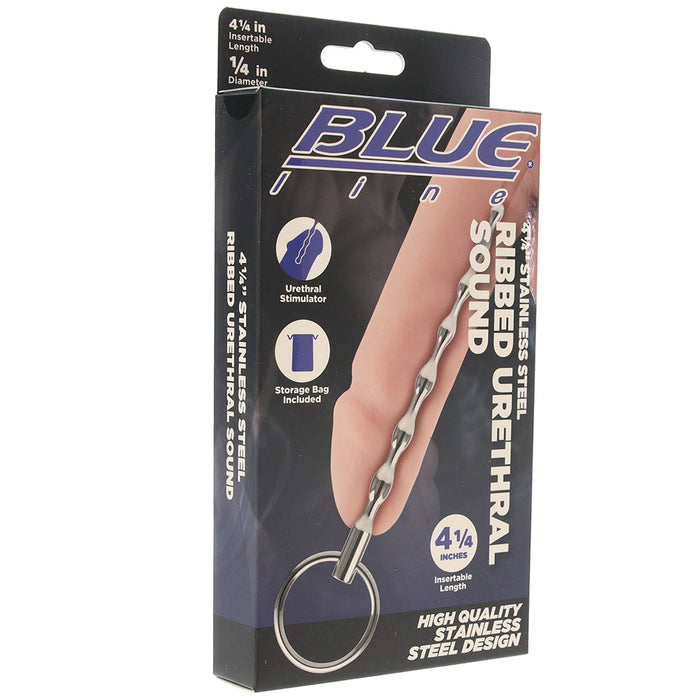 Blueline 4.25 Inch Steel Ribbed Urethral Sound