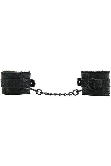 Sincerely Fur Lined Lace Handcuffs in Black