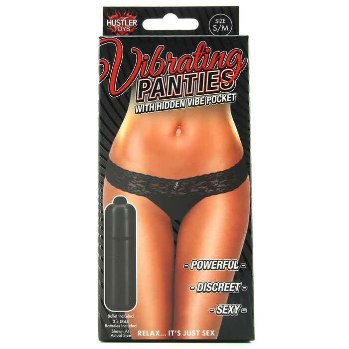 Vibrating Panties with Hidden Vibe Pocket Black in S/M