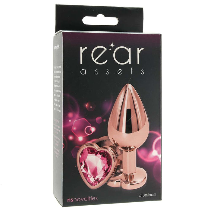 Medium Aluminum Plug with Pink Heart Gem in Rose Gold