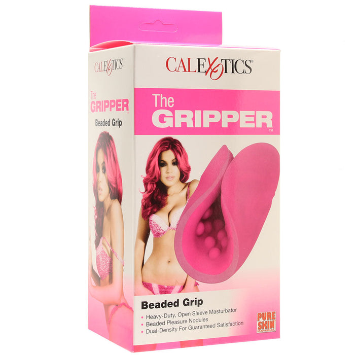 The Gripper Beaded Grip Open Sleeve Masturbator in Pink