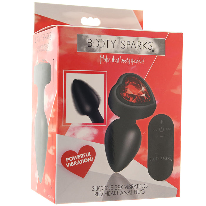 Booty Sparks Red Heart Gem Vibrating Anal Plug in Small