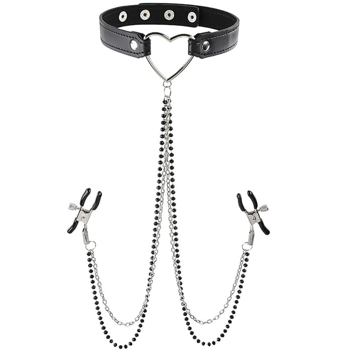 Sex & Mischief Amor Collar with Nipple Clamps