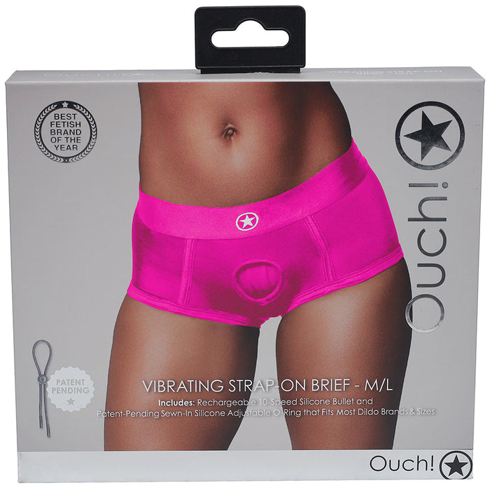 Ouch! Vibrating Pink Strap-on Brief /S