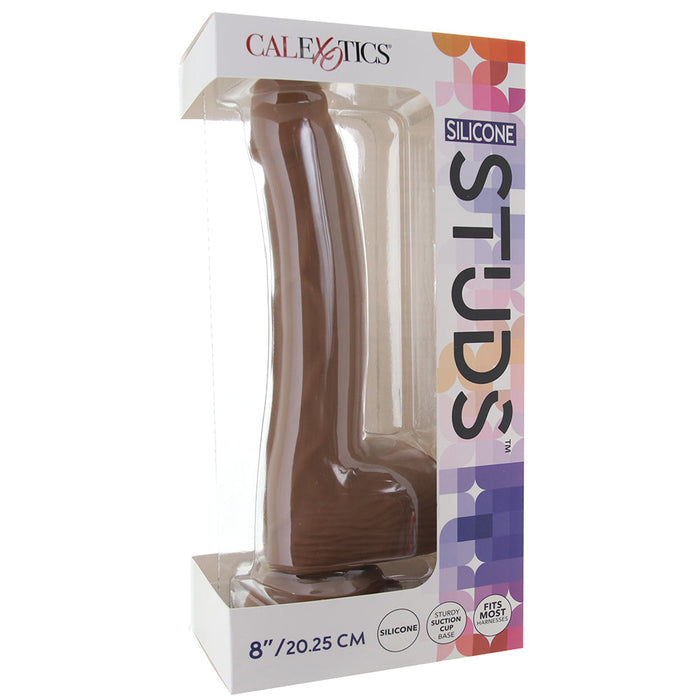 Silicone Studs 8 Inch Dildo in Brown