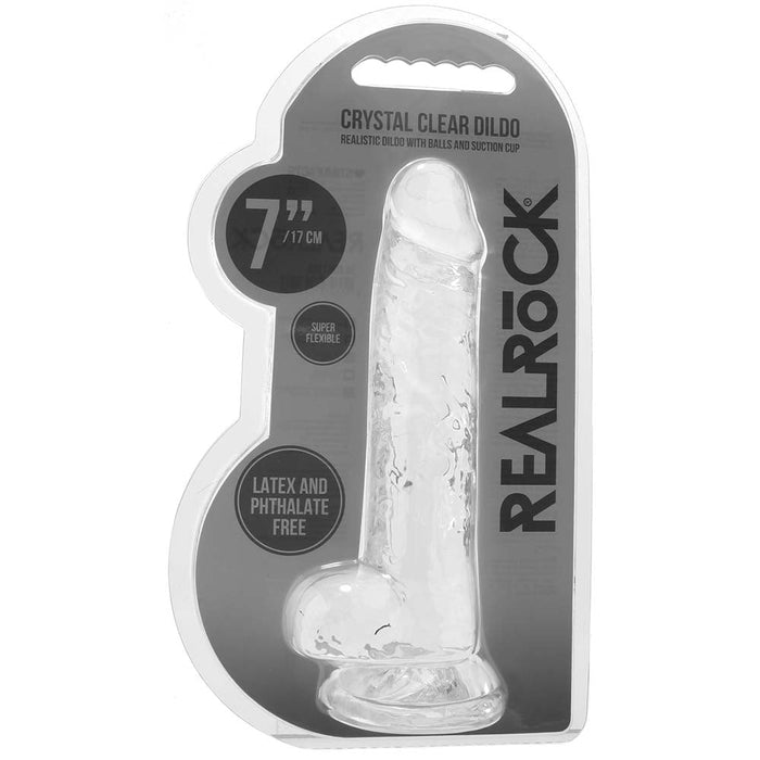 RealRock 7 Inch Realistic Ballsy Dildo in Crystal Clear