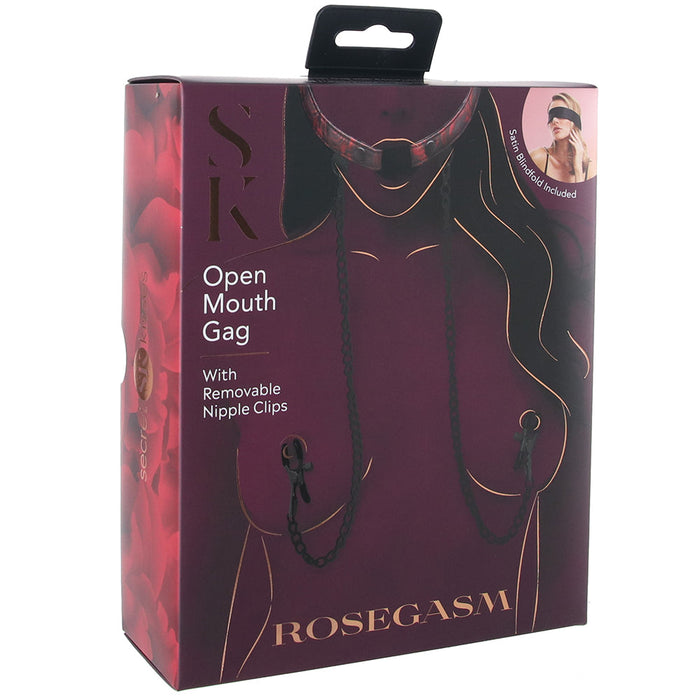 Secret Kisses Rosegasm Ring Gag With Clamps