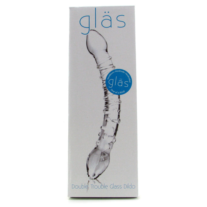 Double Trouble Ridged Glass Dildo