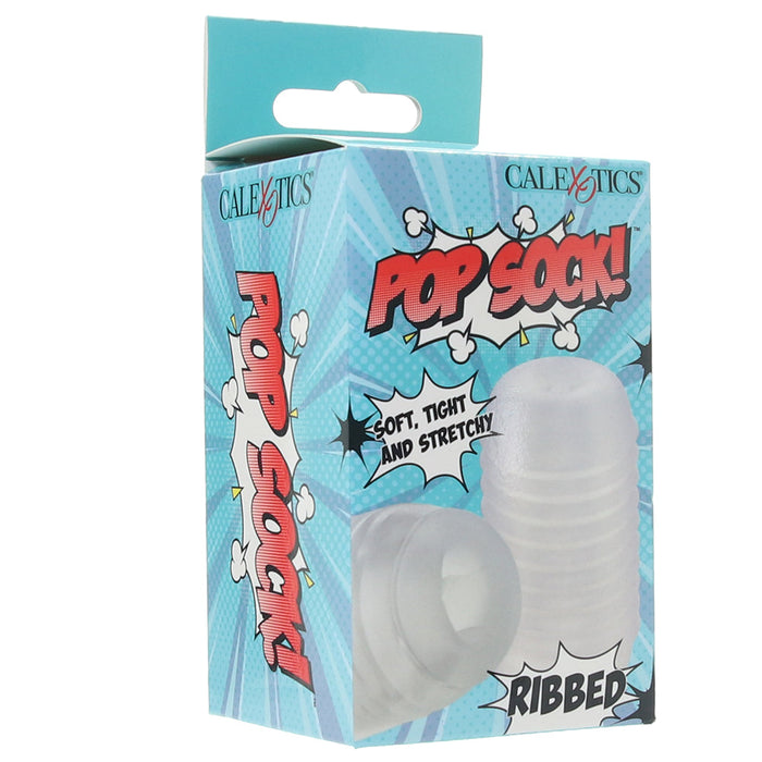 Pop Sock Ribbed Pocket Stroker in Clear