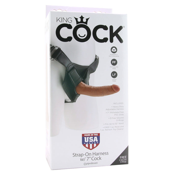 King Cock Strap-On Harness with 7 Inch Cock in Tan