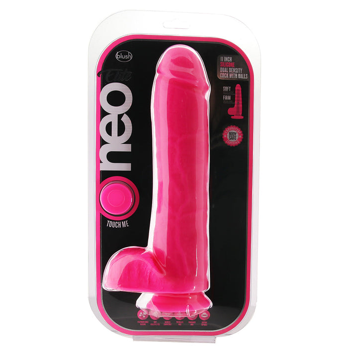 Neo Elite 11 Inch Silicone Ballsy Dildo in Pink