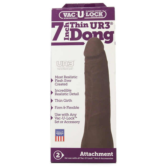 7 Inch Thin UR3 Vac-U-Lock Dildo in Chocolate