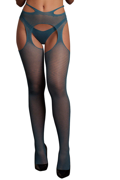 Le Désir Blue Strappy Suspender Pantyhose