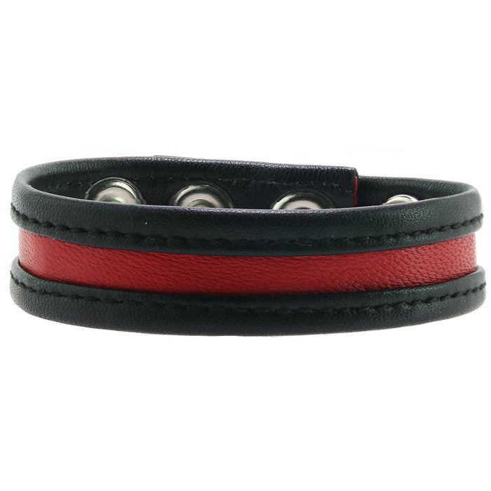 Leather Cock Strap in Black/Red