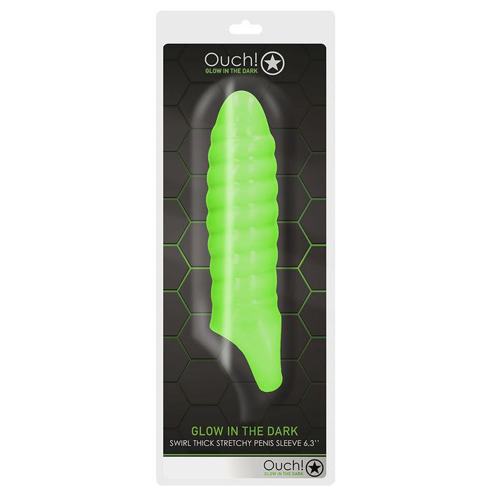 Ouch! Glow In The Dark Thick Swirl Penis Sleeve