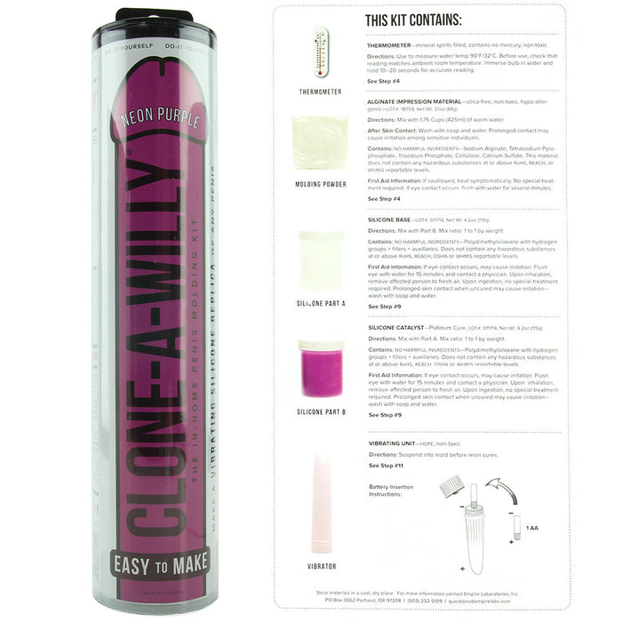 Clone-A-Willy Vibrator Kit in Neon Purple