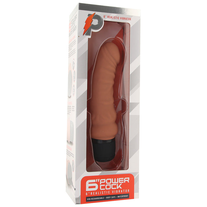 Power Cock 6 Inch Realistic Vibe in Mocha