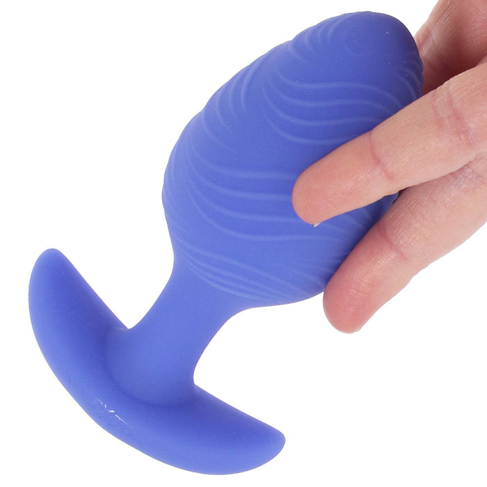 Cheeky Large Glow-In-The-Dark Vibrating Butt Plug in Blue