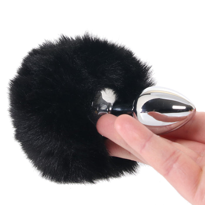 WhipSmart 3 Inch Fluffy Bunny Metal Plug in Black