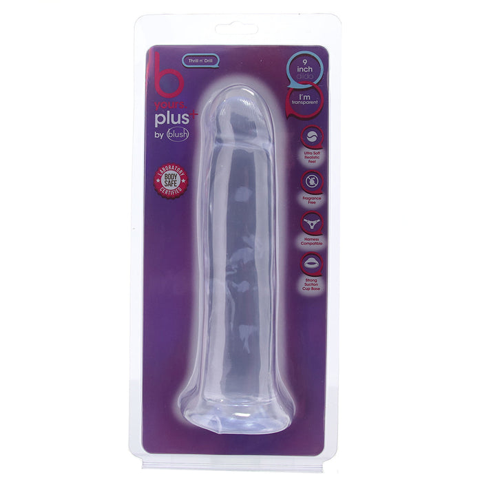 B Yours Thrill n' Drill 9 Inch Dildo in Clear