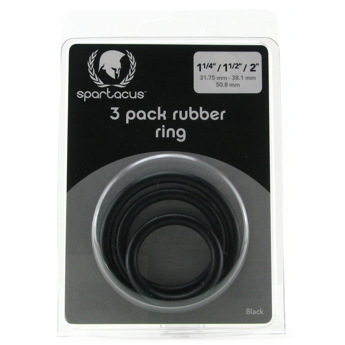 3 Pack Rubber Cock Ring in Black