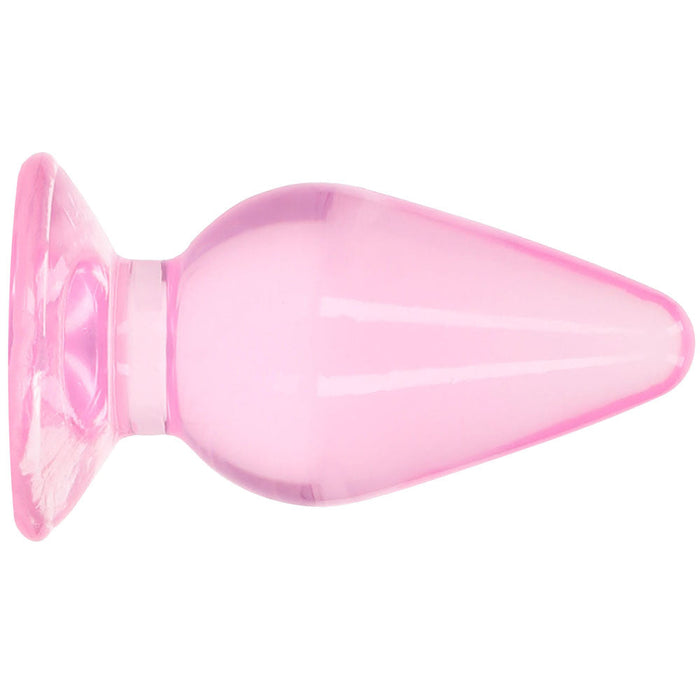 RealRock Crystal Clear Jelly 3.5 Inch Butt Plug in Pink