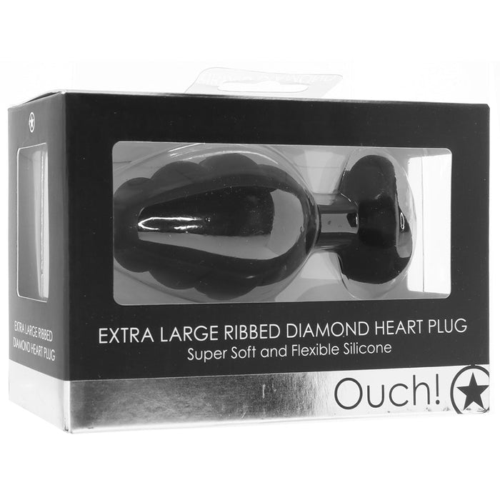 Ouch! Extra Large Ribbed Diamond Heart Plug