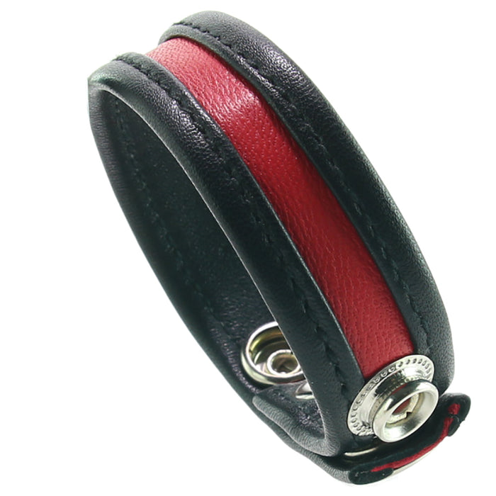 Leather Cock Strap in Black/Red