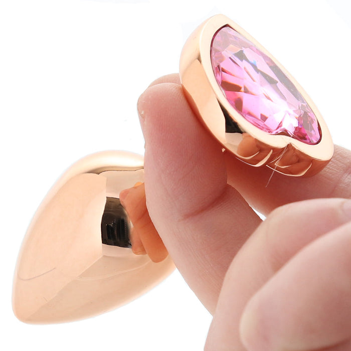 Rear Assets Heart Gem Metal Plug Kit in Rose