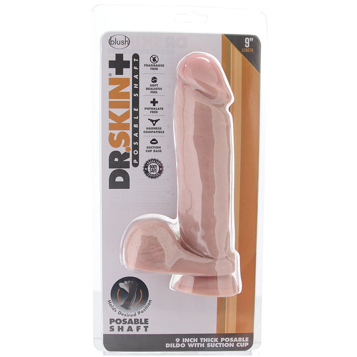 Dr. Skin 9 Inch Thick Posable Ballsy Dildo in Vanilla